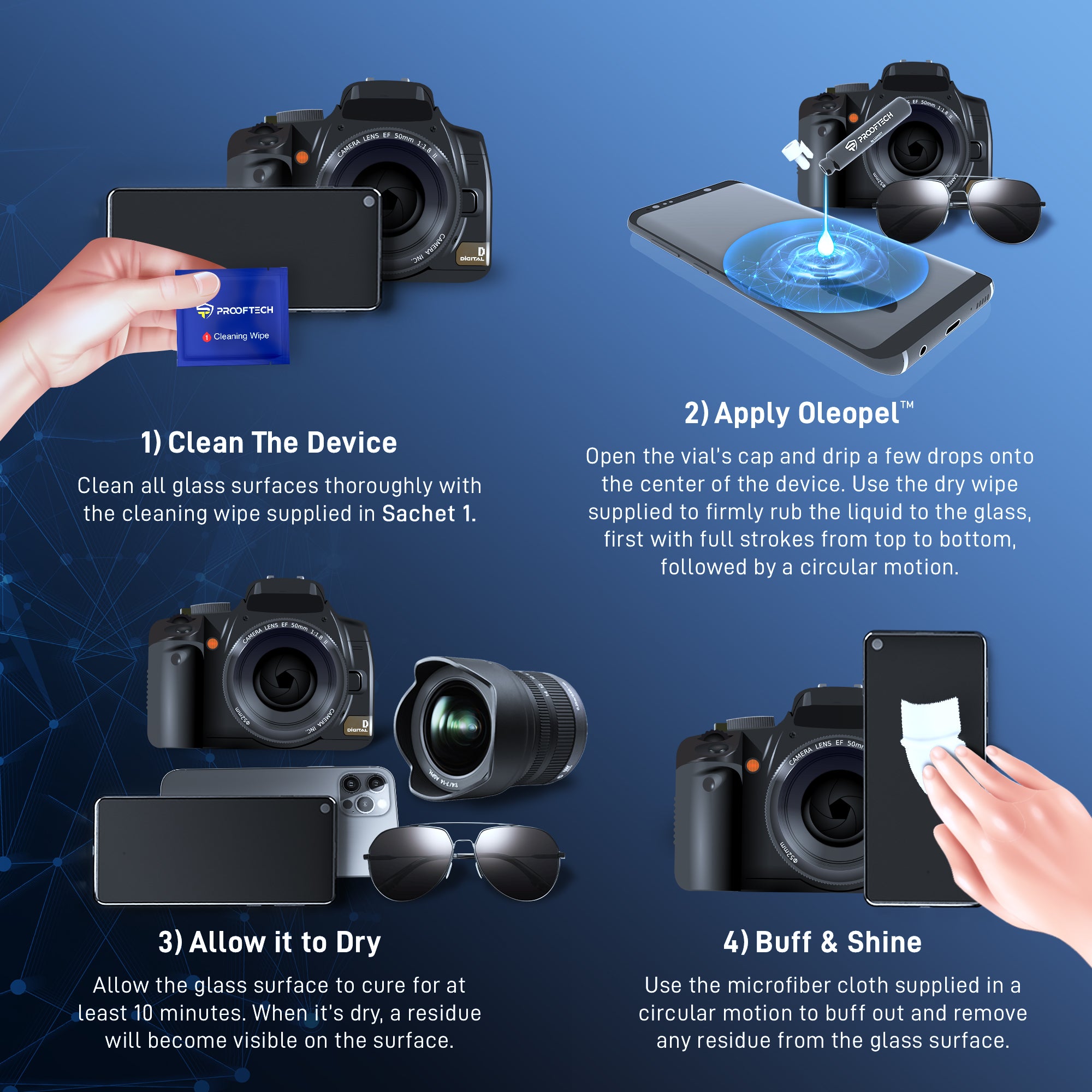 OLEOPEL Oleophobic Coating Kit for All Smartphones Tablets Smart Watches and Touch Screens - Bottle