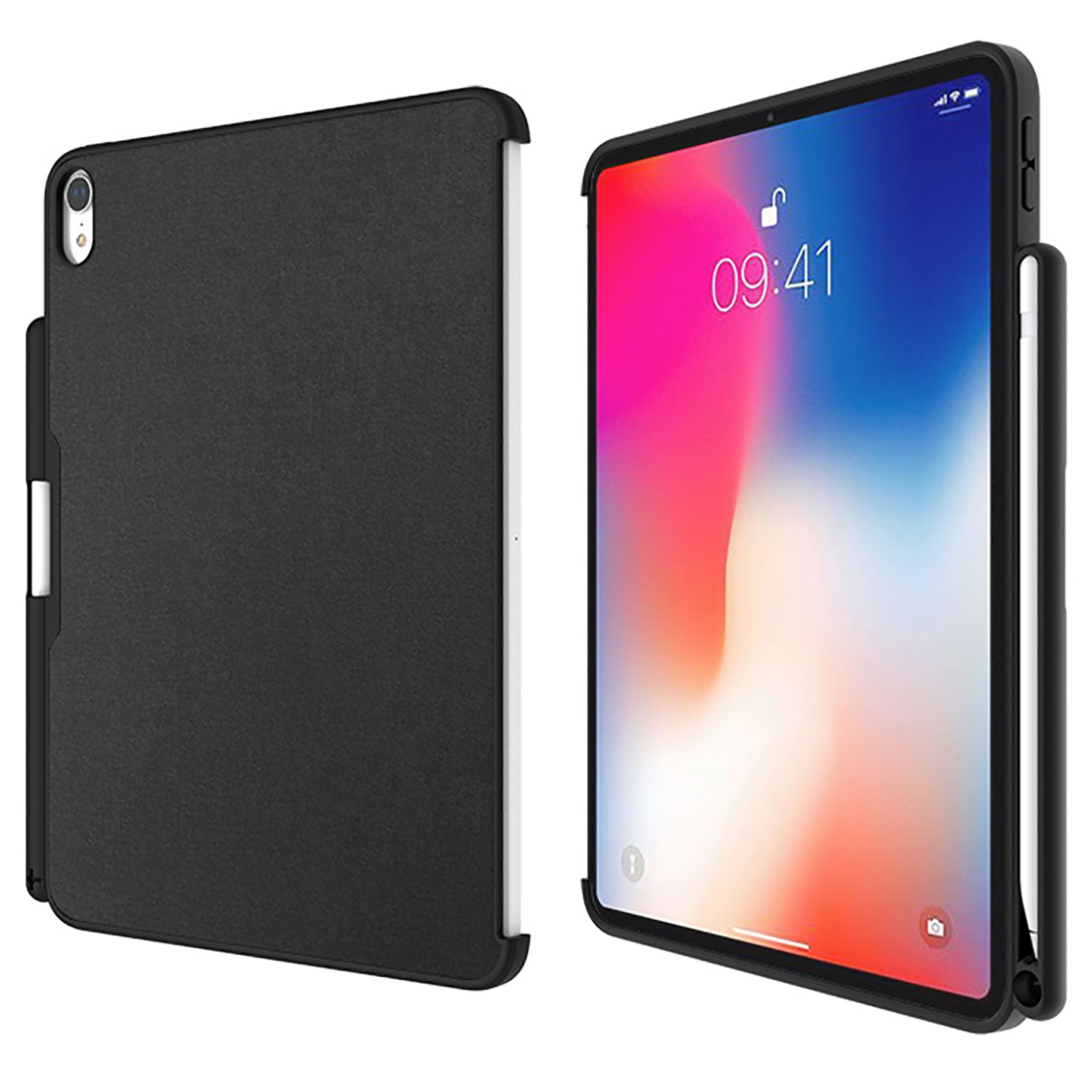 LUVVITT iPad Pro 12.9 Case with Pencil Holder Compatible with Smart Cover 2018