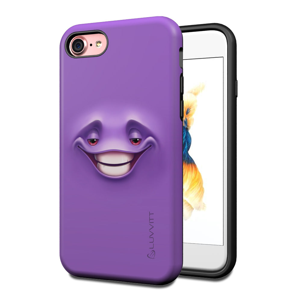 LUVVITT EMOJI Case and Tempered Glass Set for iPhone 7/8 - Purple