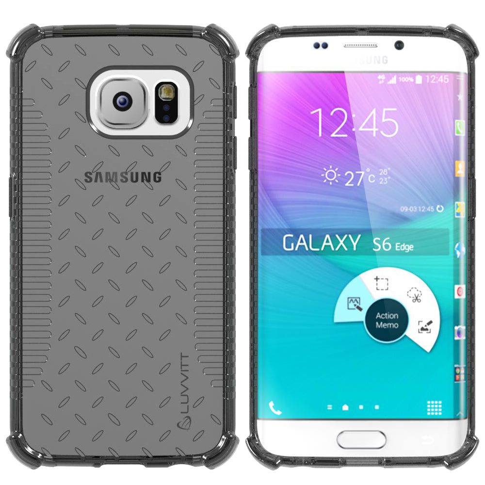 LUVVITT CLEAR GRIP Galaxy S6 EDGE Case | Slim Transparent TPU Case - Black