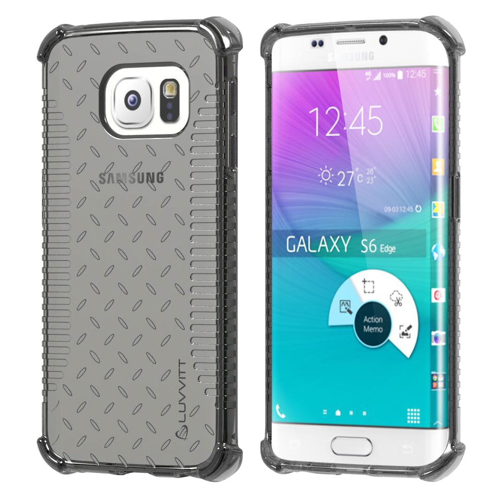 LUVVITT CLEAR GRIP Galaxy S6 EDGE Case | Slim Transparent TPU Case - Black