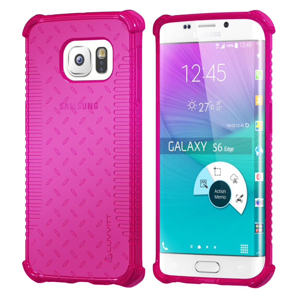 LUVVITT CLEAR GRIP Galaxy S6 EDGE Case | Slim Transparent TPU Case - Pink