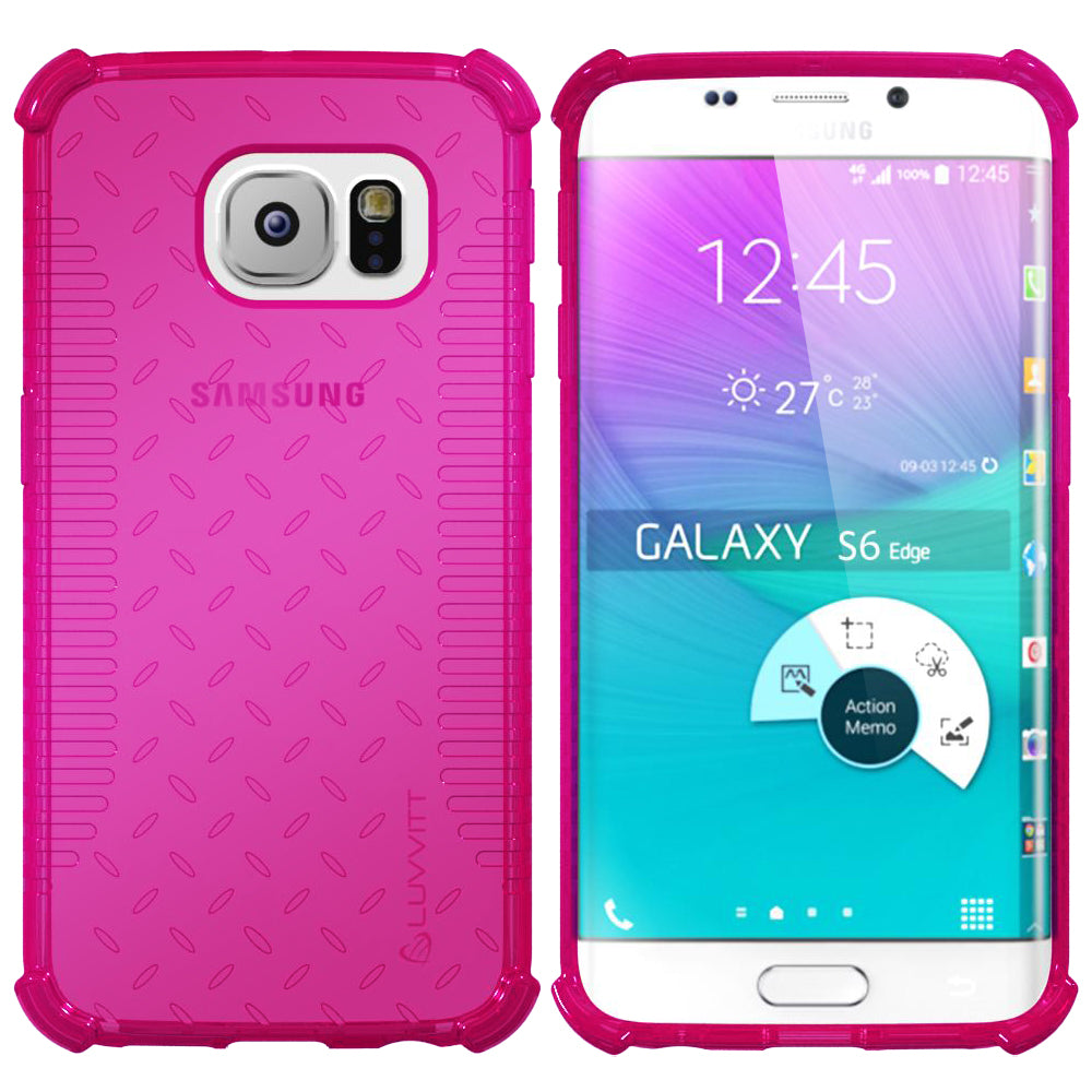 LUVVITT CLEAR GRIP Galaxy S6 EDGE Case | Slim Transparent TPU Case - Pink