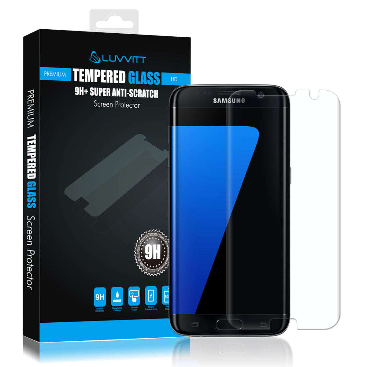 LUVVITT TEMPERED GLASS Screen Protector Case Fiendly for Galaxy S7 Edge - Clear