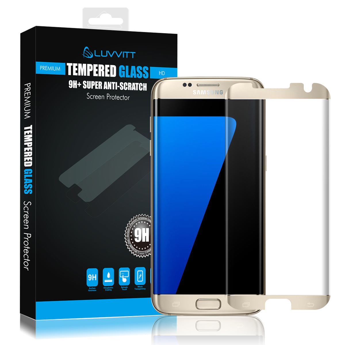 LUVVITT TEMPERED GLASS Screen Protector Case Friendly for Galaxy S7 Edge - Gold