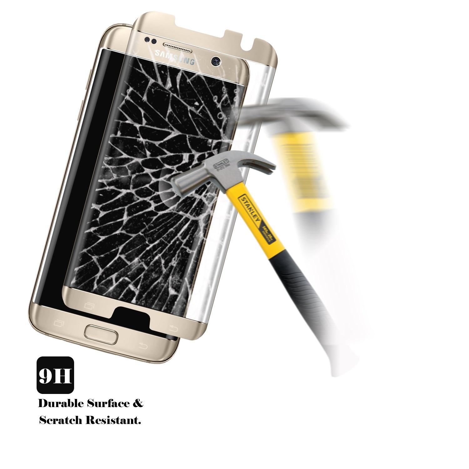 LUVVITT TEMPERED GLASS Screen Protector Case Friendly for Galaxy S7 Edge - Gold