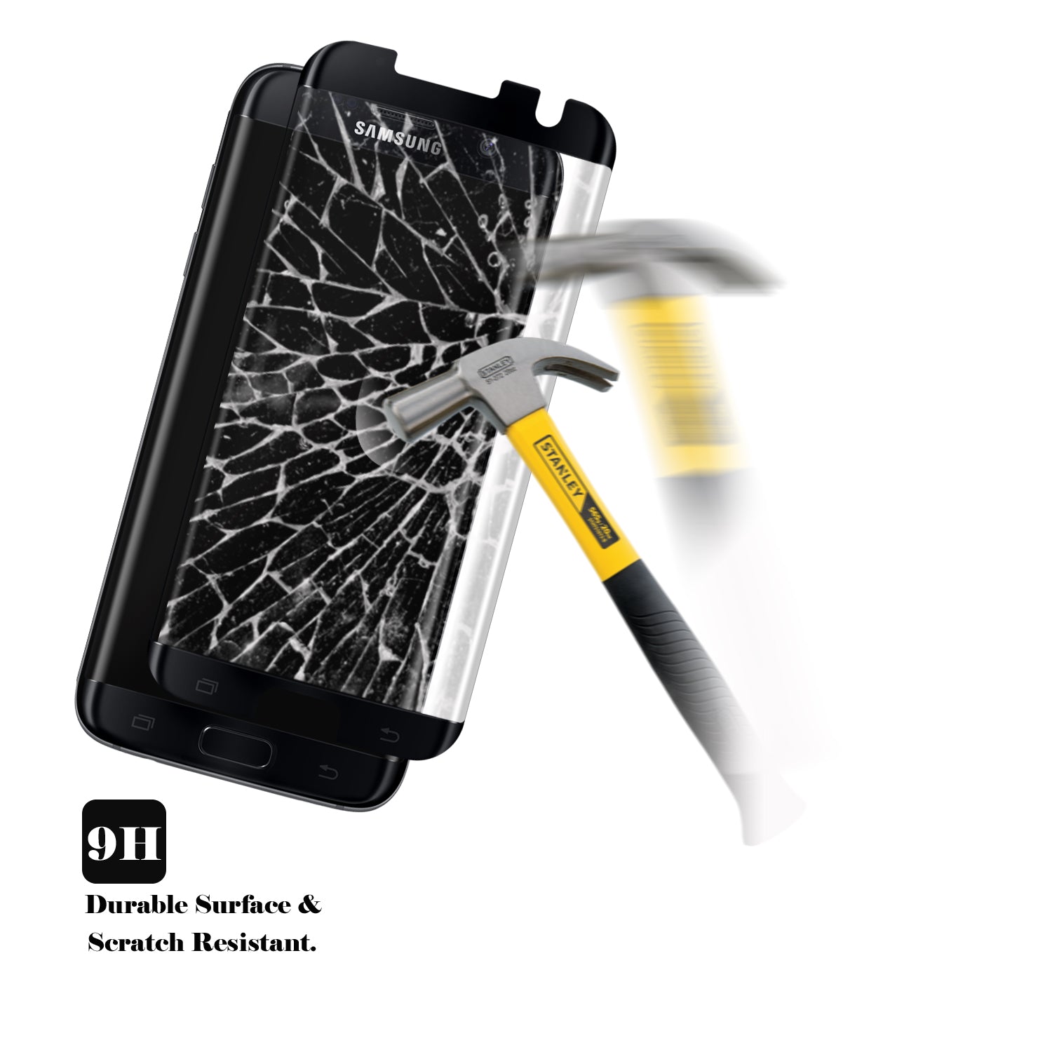 LUVVITT TEMPERED GLASS Screen Protector Case Friendly for Galaxy S7 Edge - Black