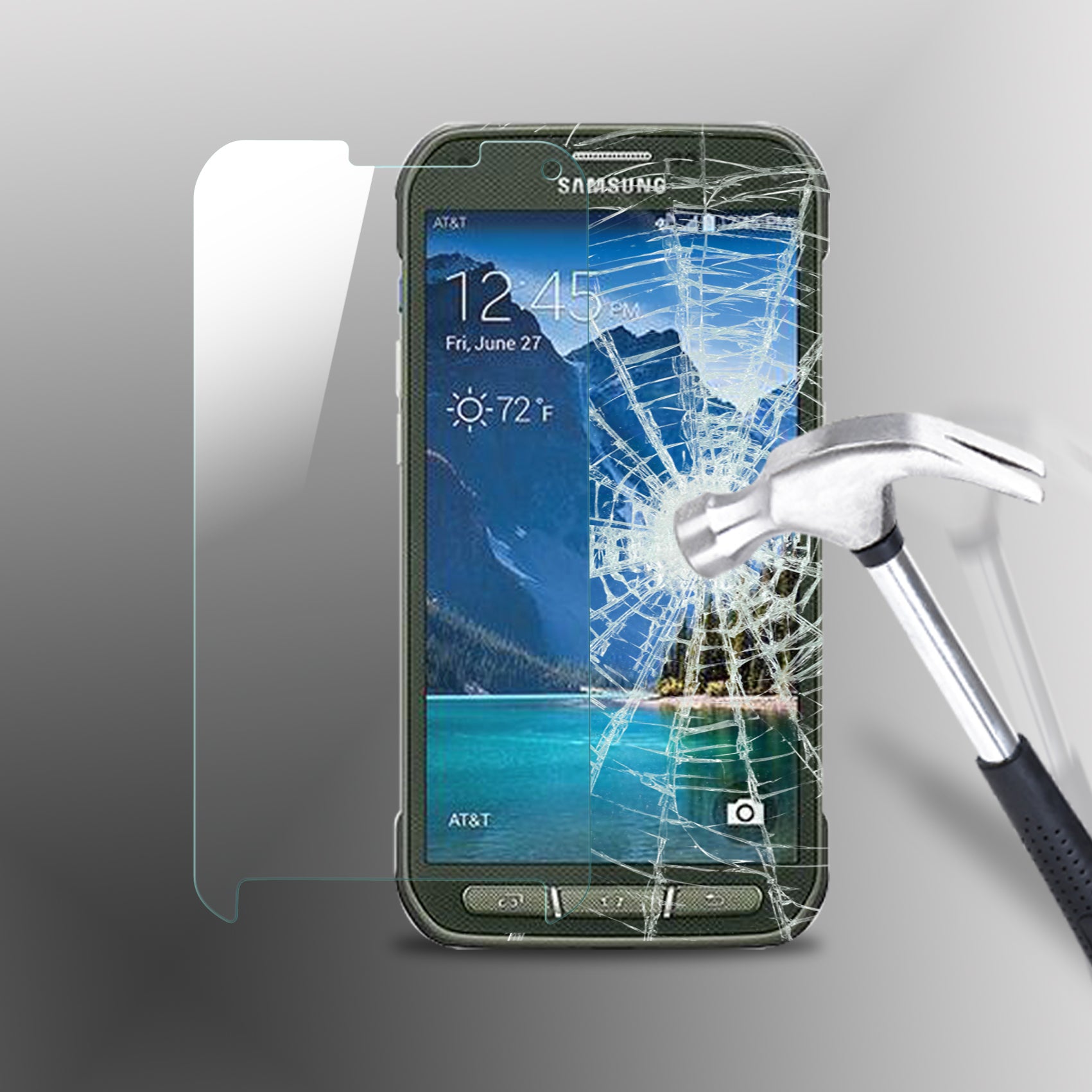 LUVVITT Tempered Glass Screen Protector for Galaxy S5 ACTIVE - Clear