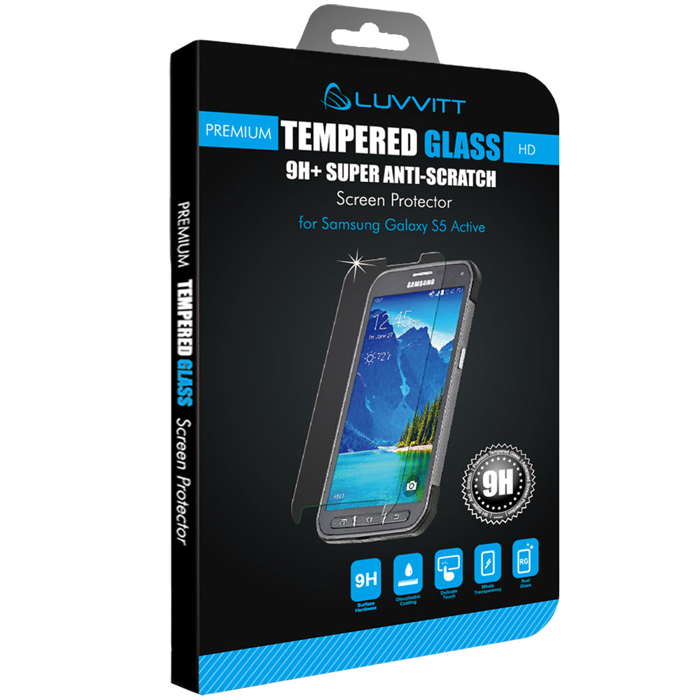 LUVVITT Tempered Glass Screen Protector for Galaxy S5 ACTIVE - Clear