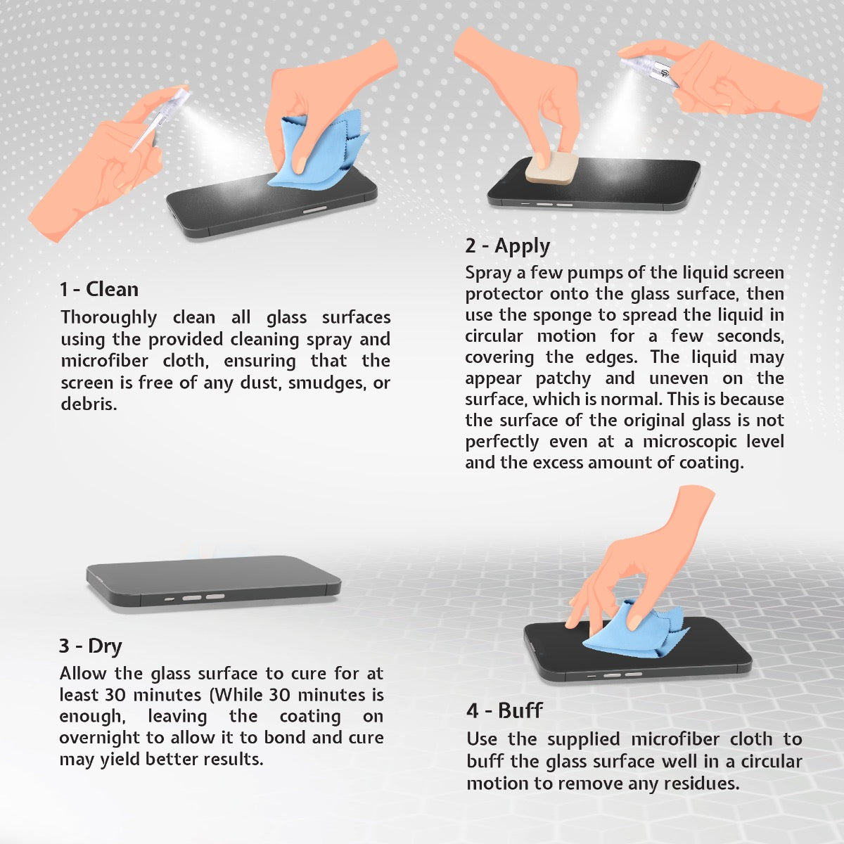 SPRAY ON Liquid Glass Screen Protector Wipe On Nano Protection for All Devices