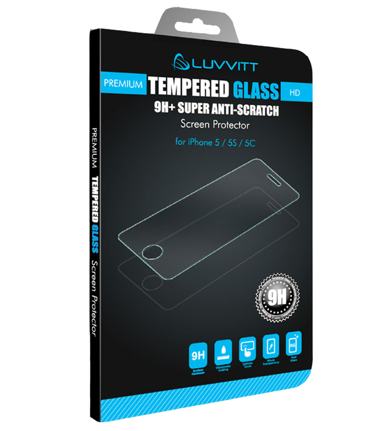 LUVVITT TEMPERED GLASS Screen Protector for iPhone 5 / 5S / 5C - Crystal Clear