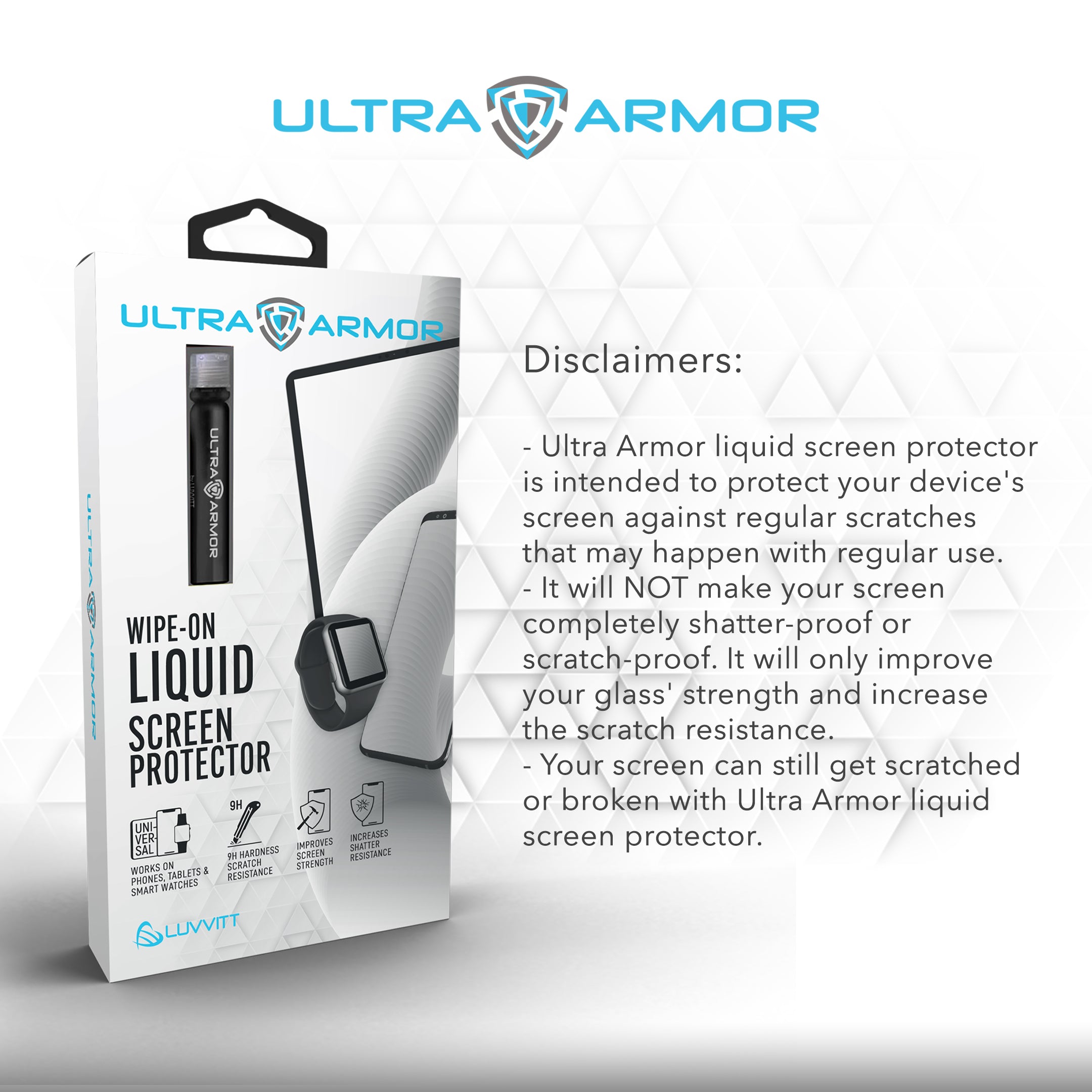 Ultra Armor Liquid Glass Screen Protector for All Smartphones Tablets and Watches - Bottle Version