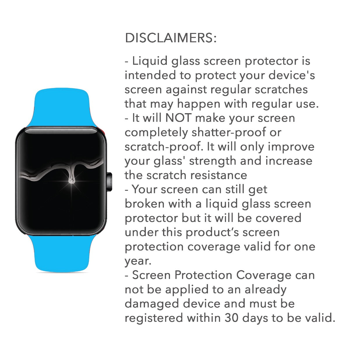 Liquid Glass Screen Protector with $150 Screen Protection for Apple Watch