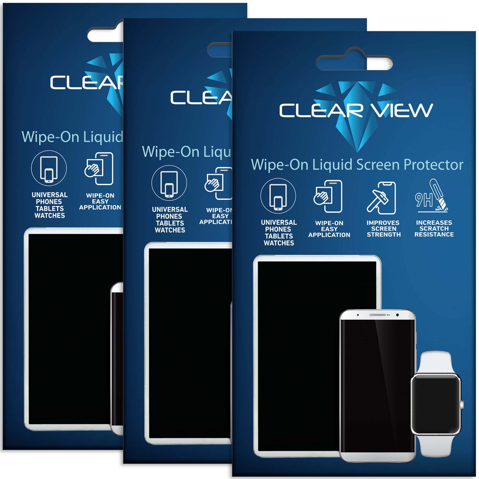 3 Pack ClearView Liquid Glass Screen Protector for All Smartphones Tablets and Watches