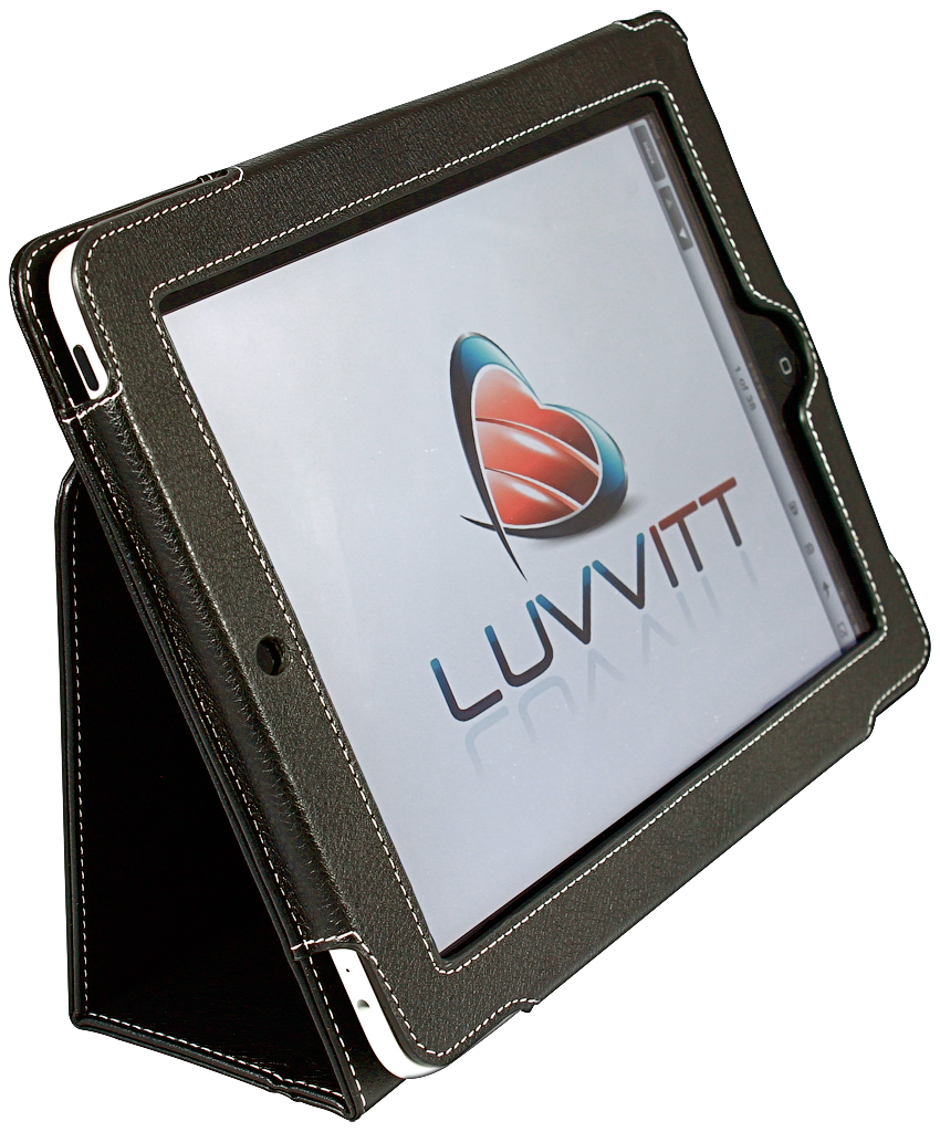LUVVITT 3D iPad Case - (1st generation) PU Leather Case with 3-in-1 built-in Stand / Black