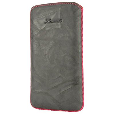 LUVVITT Genuine Leather Pouch for Samsung Galaxy S3 SIII - Gray / Pink