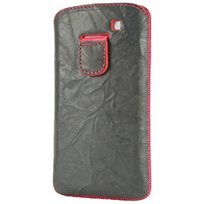 LUVVITT Genuine Leather Pouch for Samsung Galaxy S3 SIII - Gray / Pink