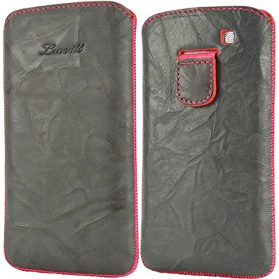 LUVVITT Genuine Leather Pouch for Samsung Galaxy S3 SIII - Gray / Pink