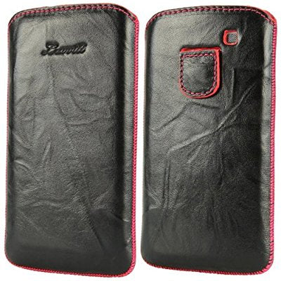 LUVVITT Genuine Leather Pouch for Samsung Galaxy S3 SIII - Black / Pink