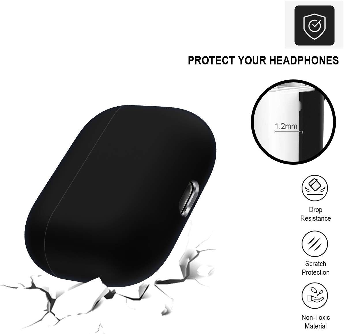 Luvvitt Silicone Case Designed for Apple Airpods Pro Case (2019) - Black