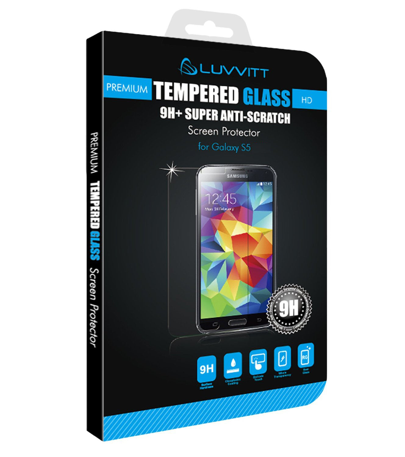 LUVVITT Galaxy S5 TEMPERED GLASS Screen Protector for Galaxy S5 -Crystal Clear