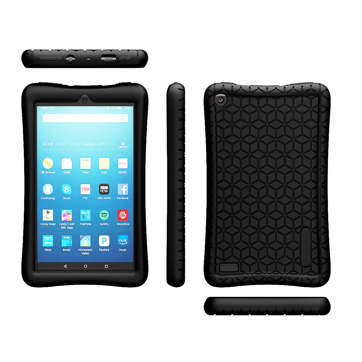 LUVVITT Case for Amazon Kindle Fire 7 Tablet (2107) - Black