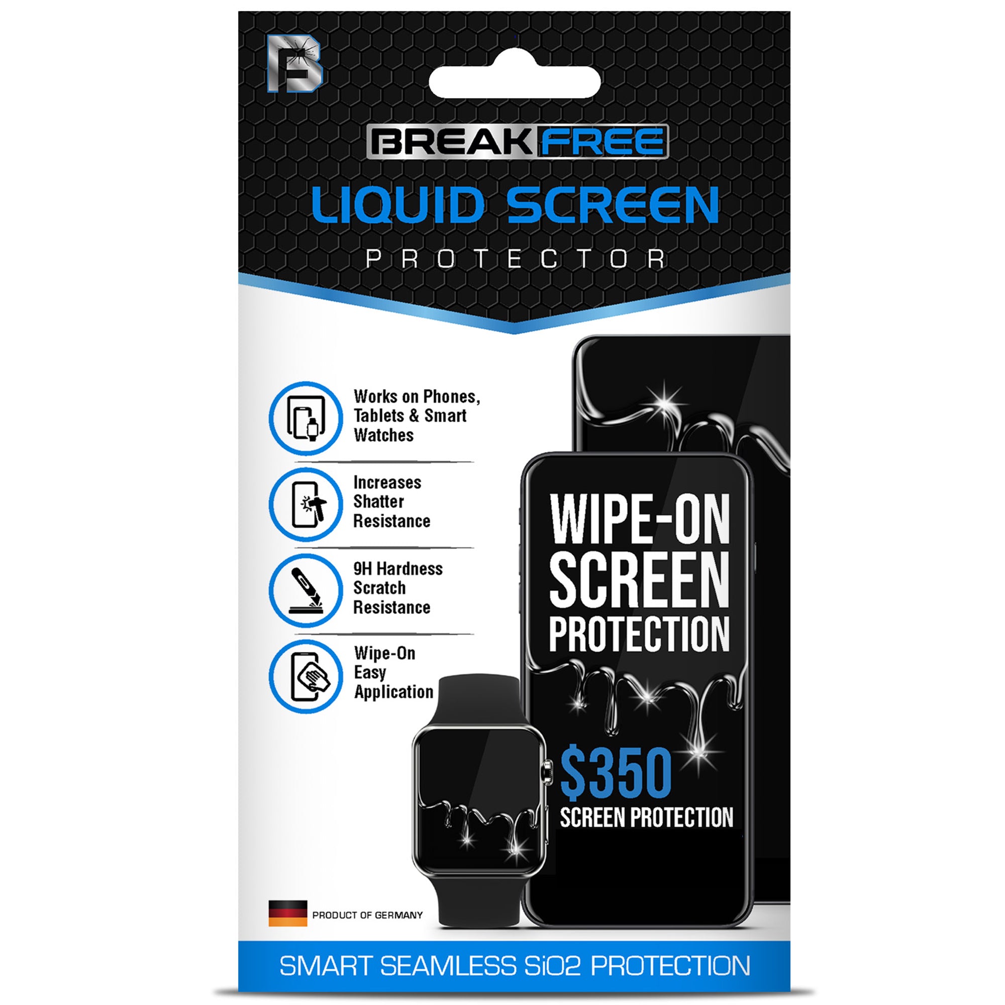 BREAK FREE Liquid Glass Screen Protector with $350 Guarantee for All Phones Tablets and Smart Watches