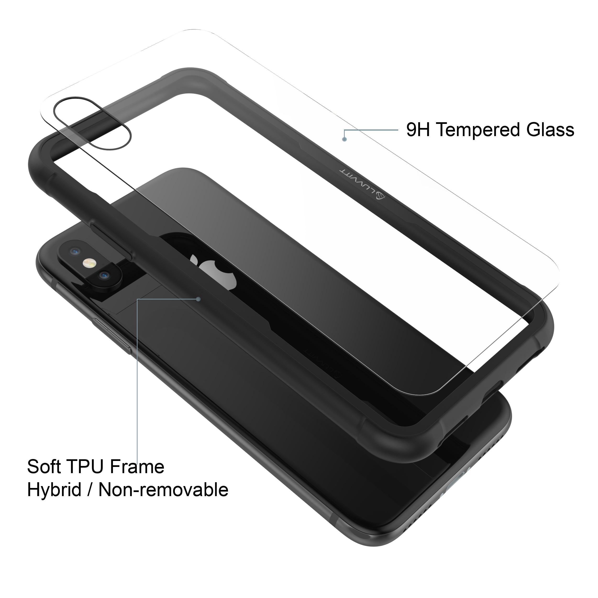 Clearview Case and Tempered Glass Screen Protector for iPhone X / XS - Clear