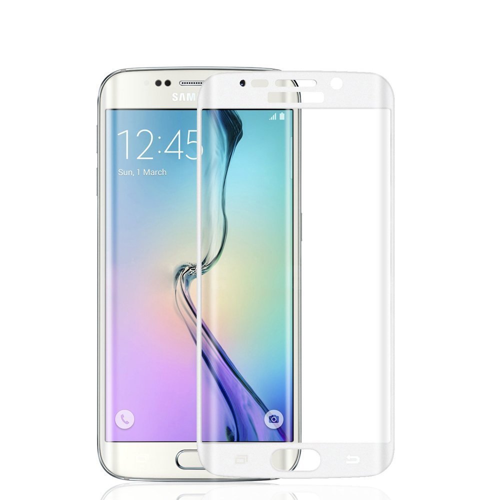 LUVVITT TEMPERED GLASS Screen Protector Case Friendly for Galaxy S7 Edge - Silver