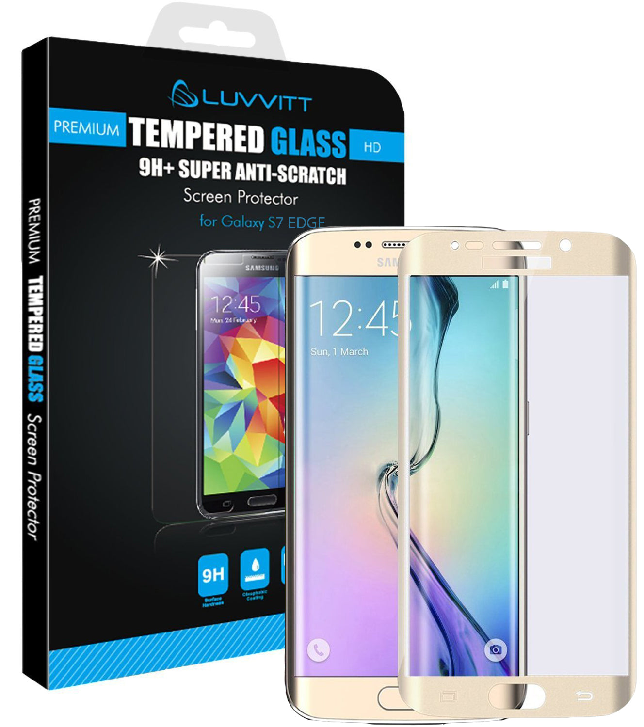 LUVVITT TEMPERED GLASS Screen Protector for Samsung Galaxy S7 Edge - Gold