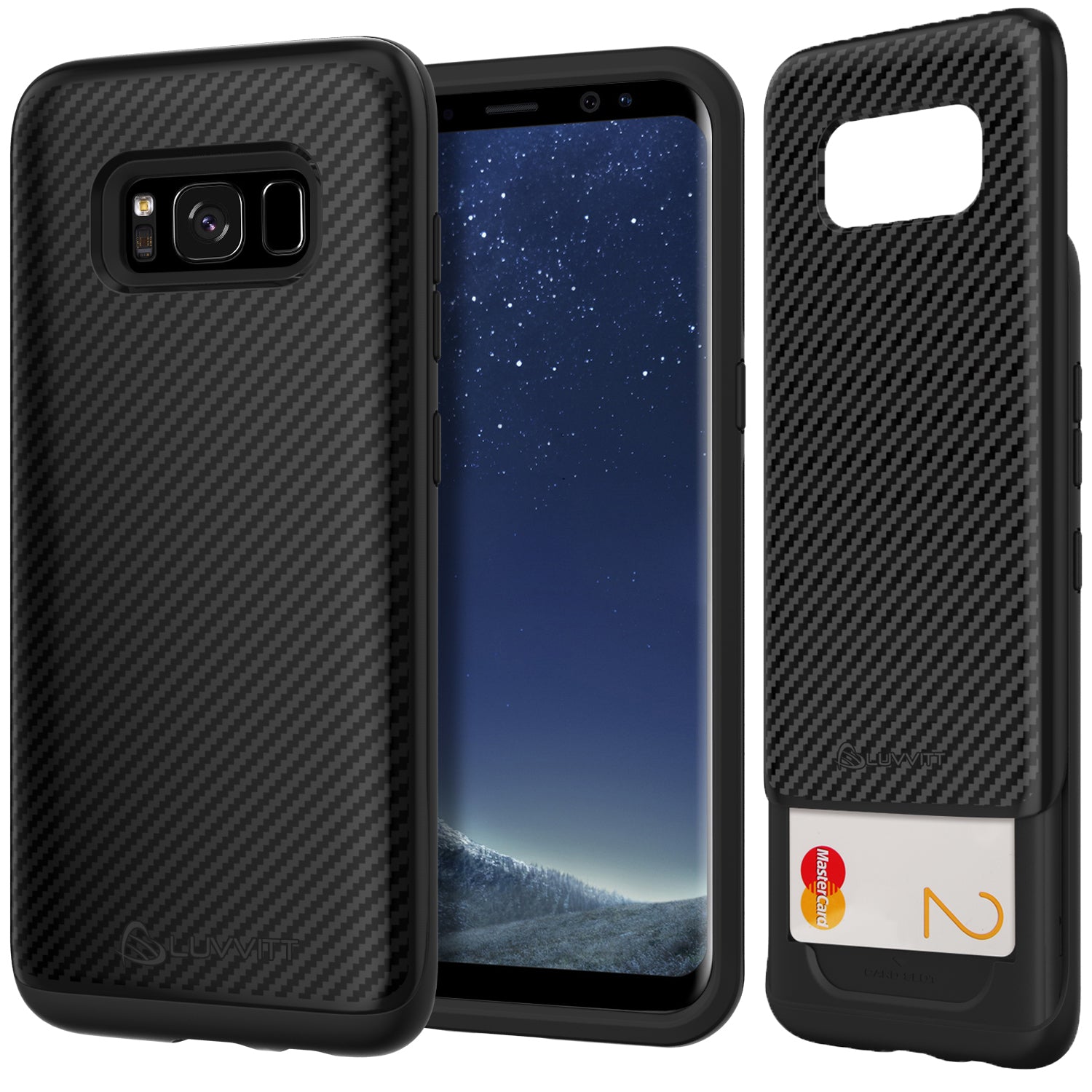 LUVVITT Sleek Armor WALLET Dual Layer Shock Proof Case for Galaxy S8 Plus - Black