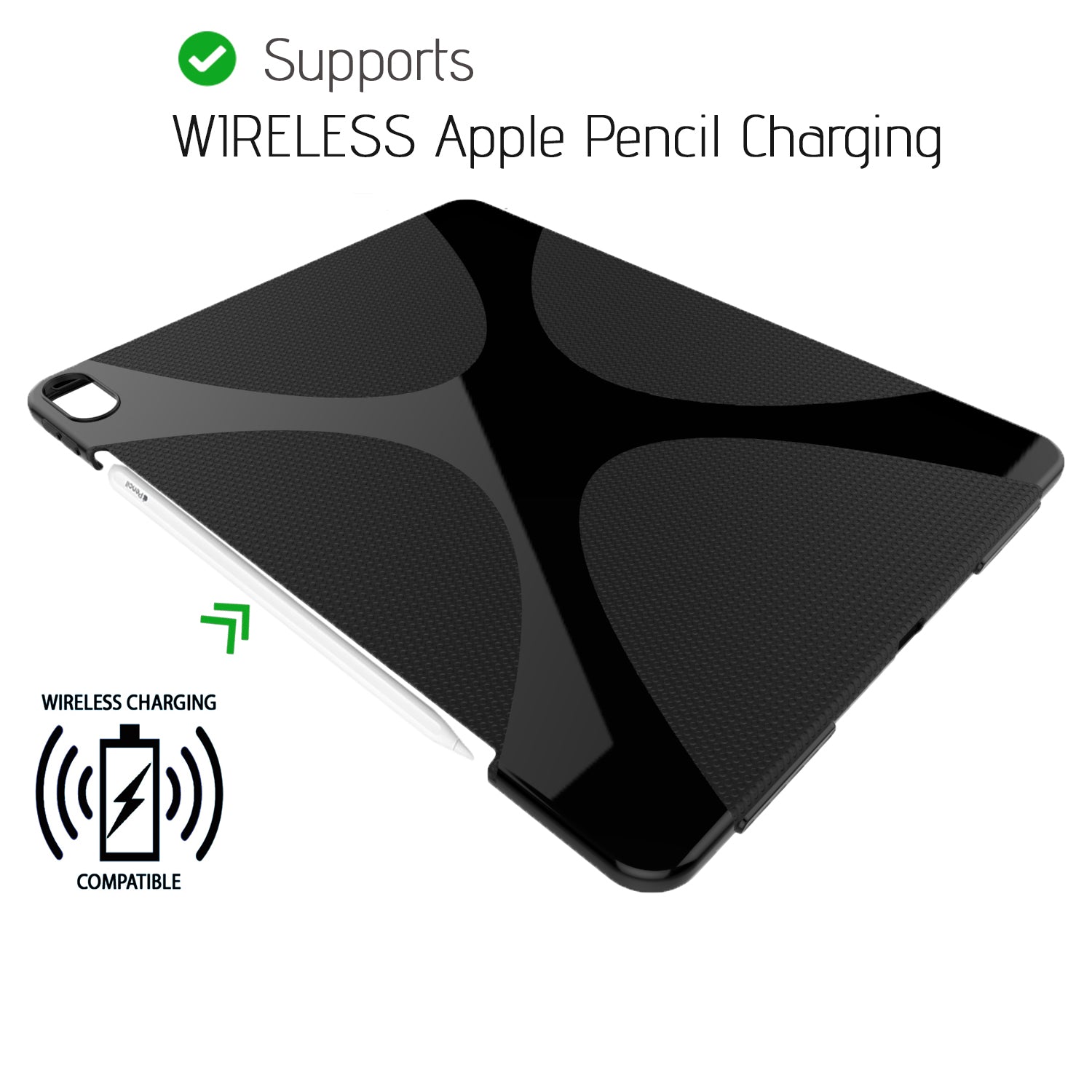 Luvvitt iPad Pro 12.9 Case X Design Wireless Compatible Flexible TPU Cover Black
