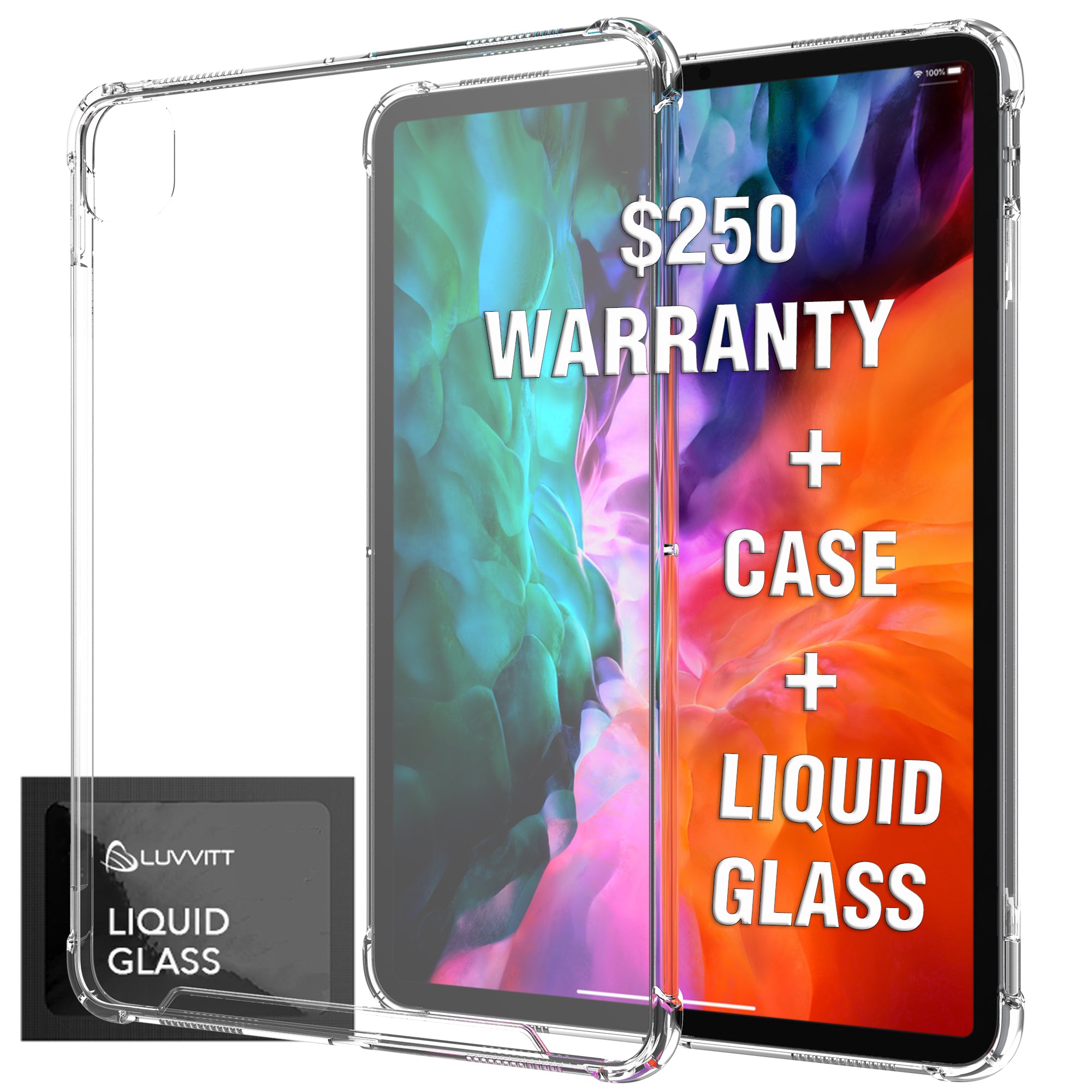 iPad Pro 11 2020 Case with $250 Warranty - Luvvitt Clear View Case and Liquid Glass Screen Protector