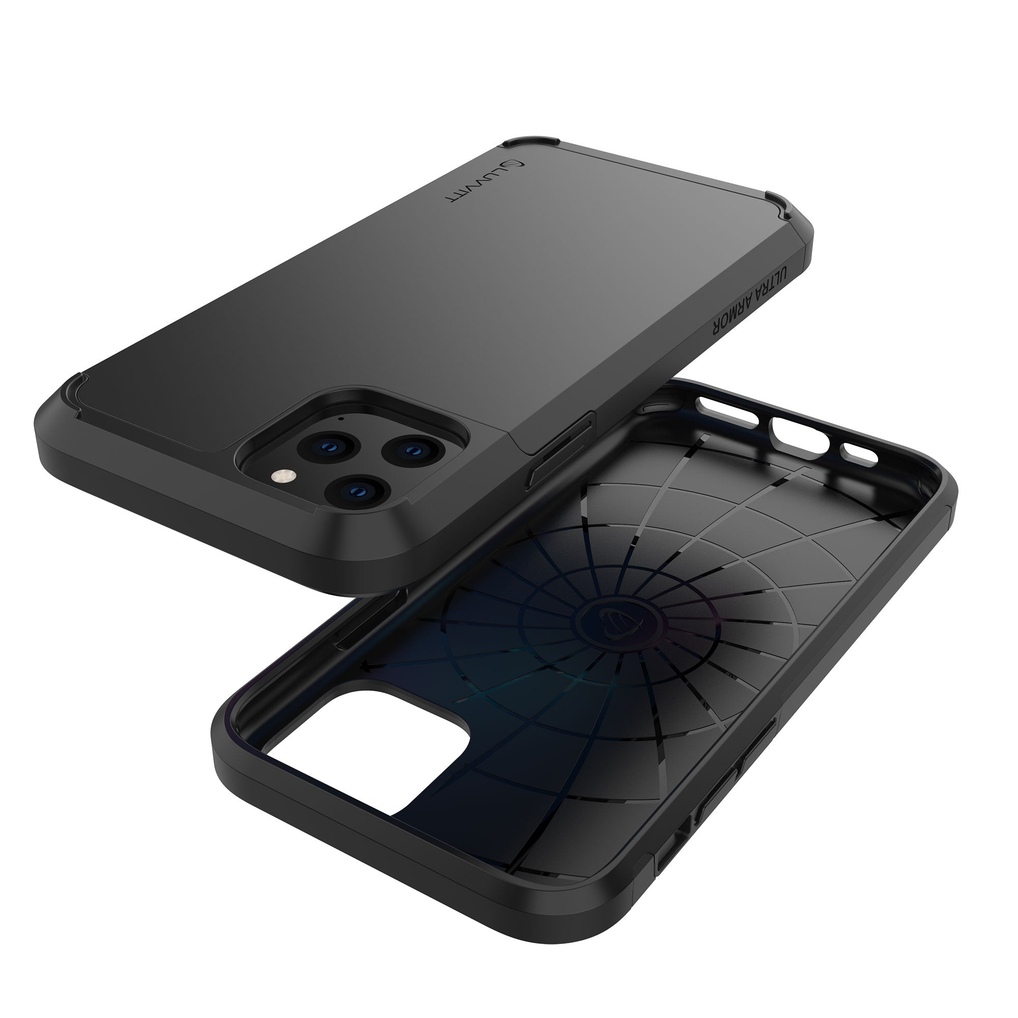 Luvvitt $250 Warranty ULTRA ARMOR Case + Liquid Glass Screen Protector Bundle for iPhone 11 Pro 2019 - Black