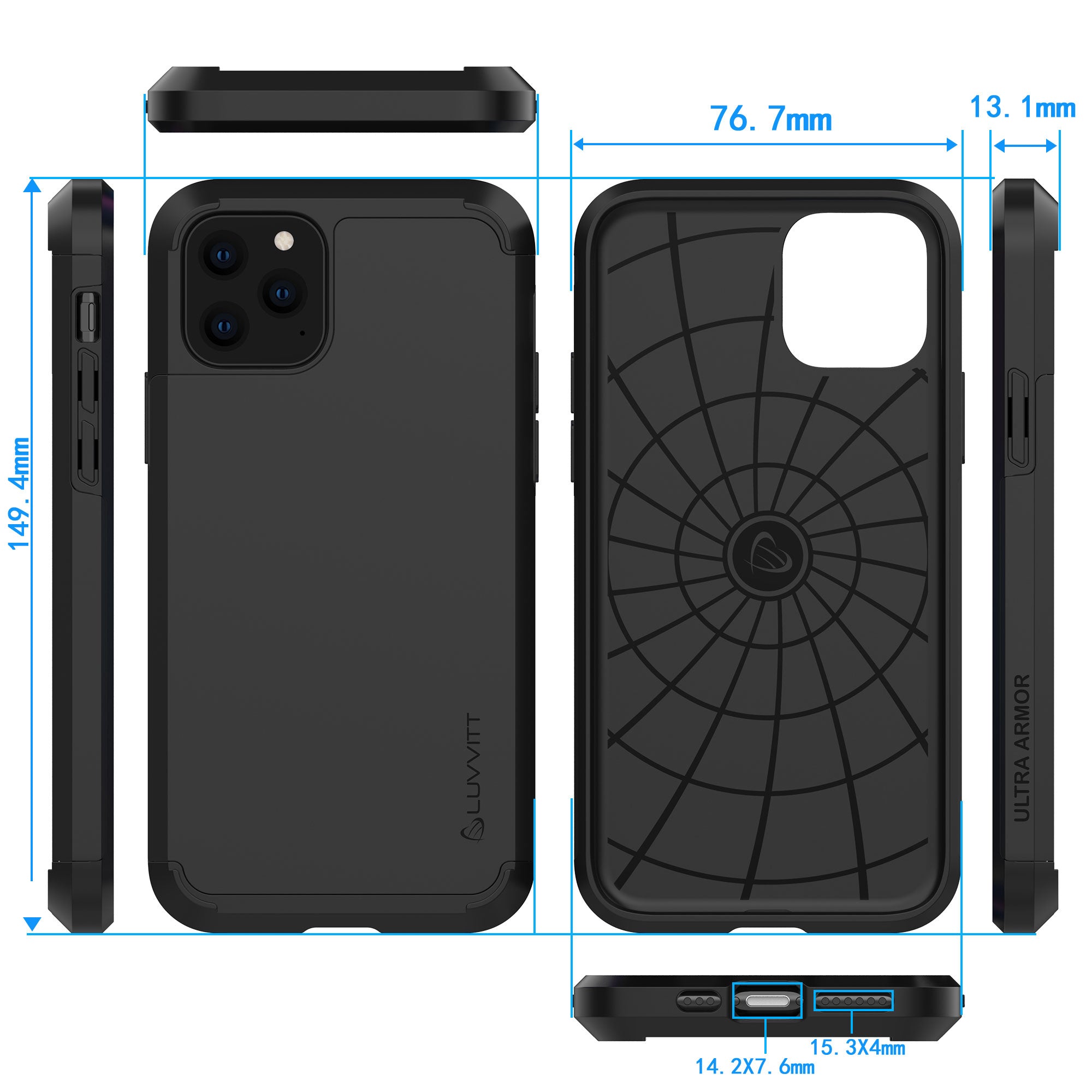 Luvvitt Ultra Armor Dual Layer Heavy Duty Case for iPhone 11 Pro 2019 - Black