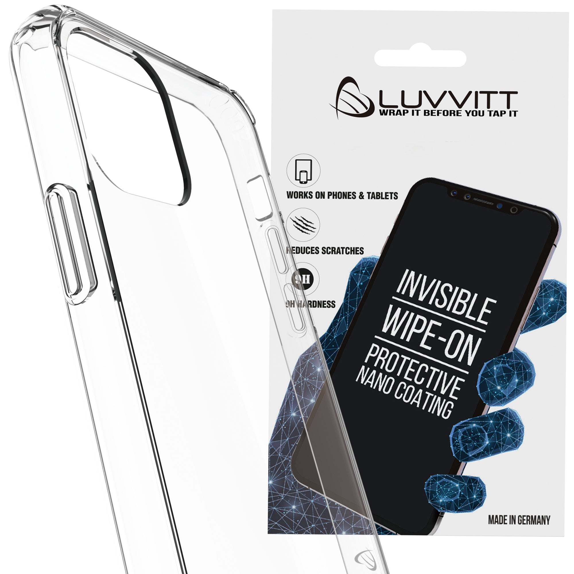 Luvvitt $250 Warranty CLEAR VIEW Case + Liquid Glass Screen Protector Bundle for iPhone 11 Pro Max 2019