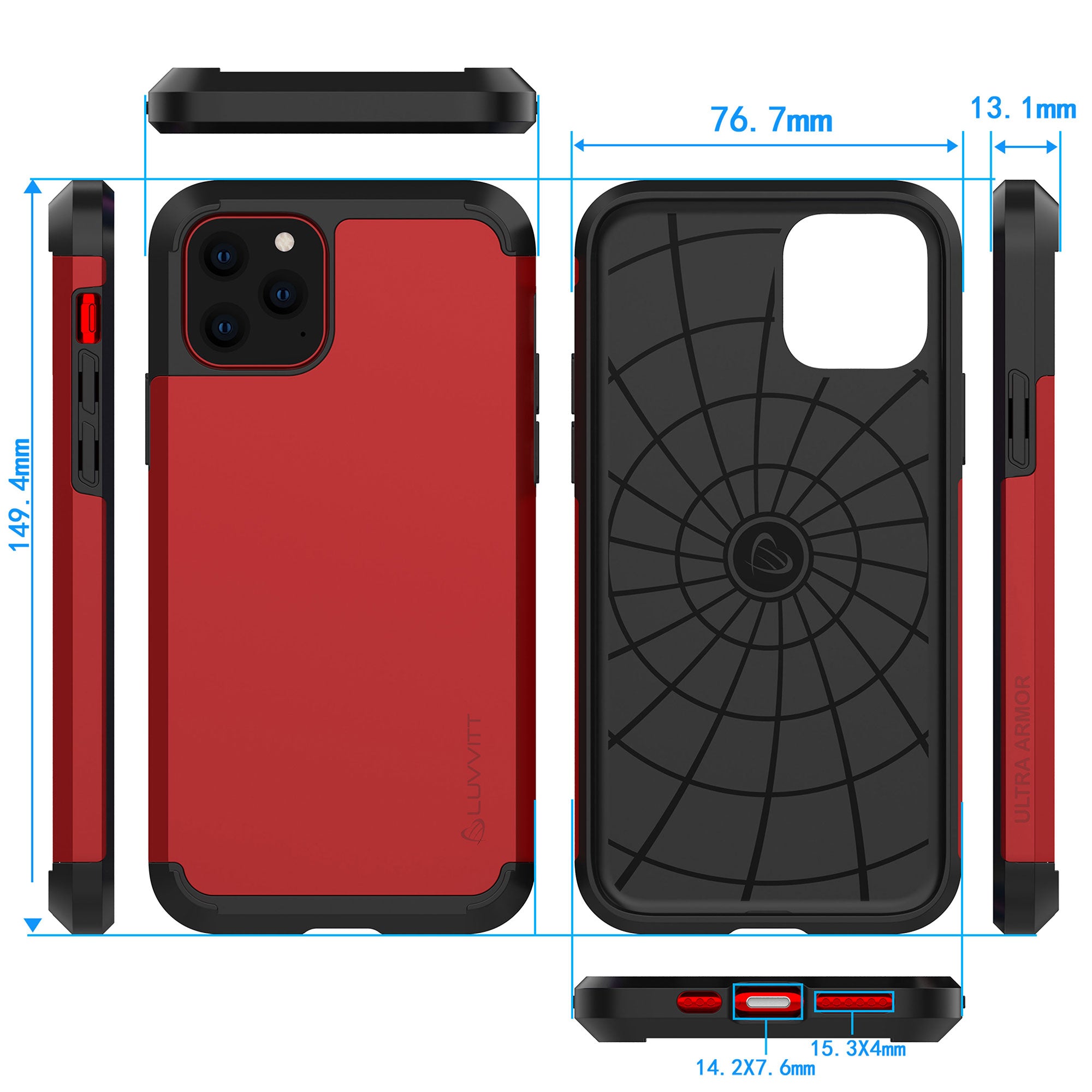 Luvvitt Ultra Armor Dual Layer Heavy Duty Case for iPhone 11 Pro Max 2019 - Red