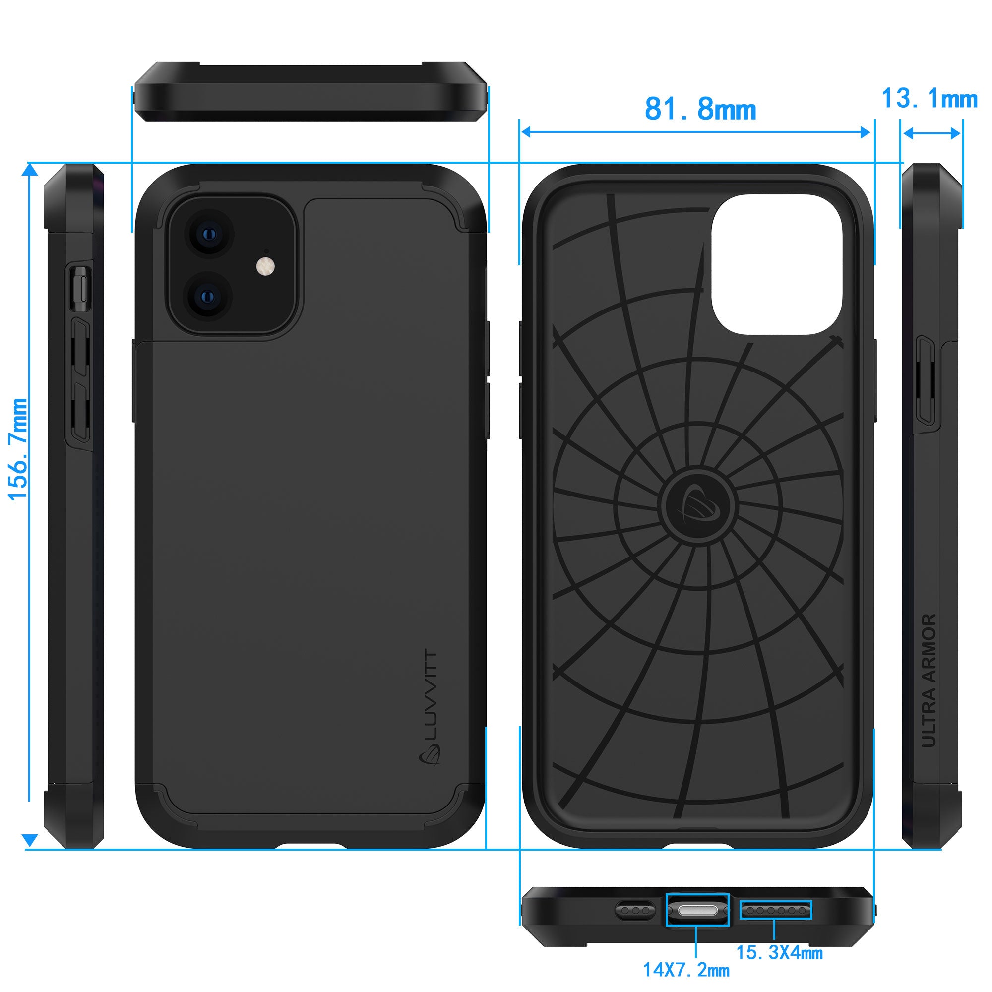 Luvvitt Ultra Armor Dual Layer Heavy Duty Case for iPhone 11 2019 - Black