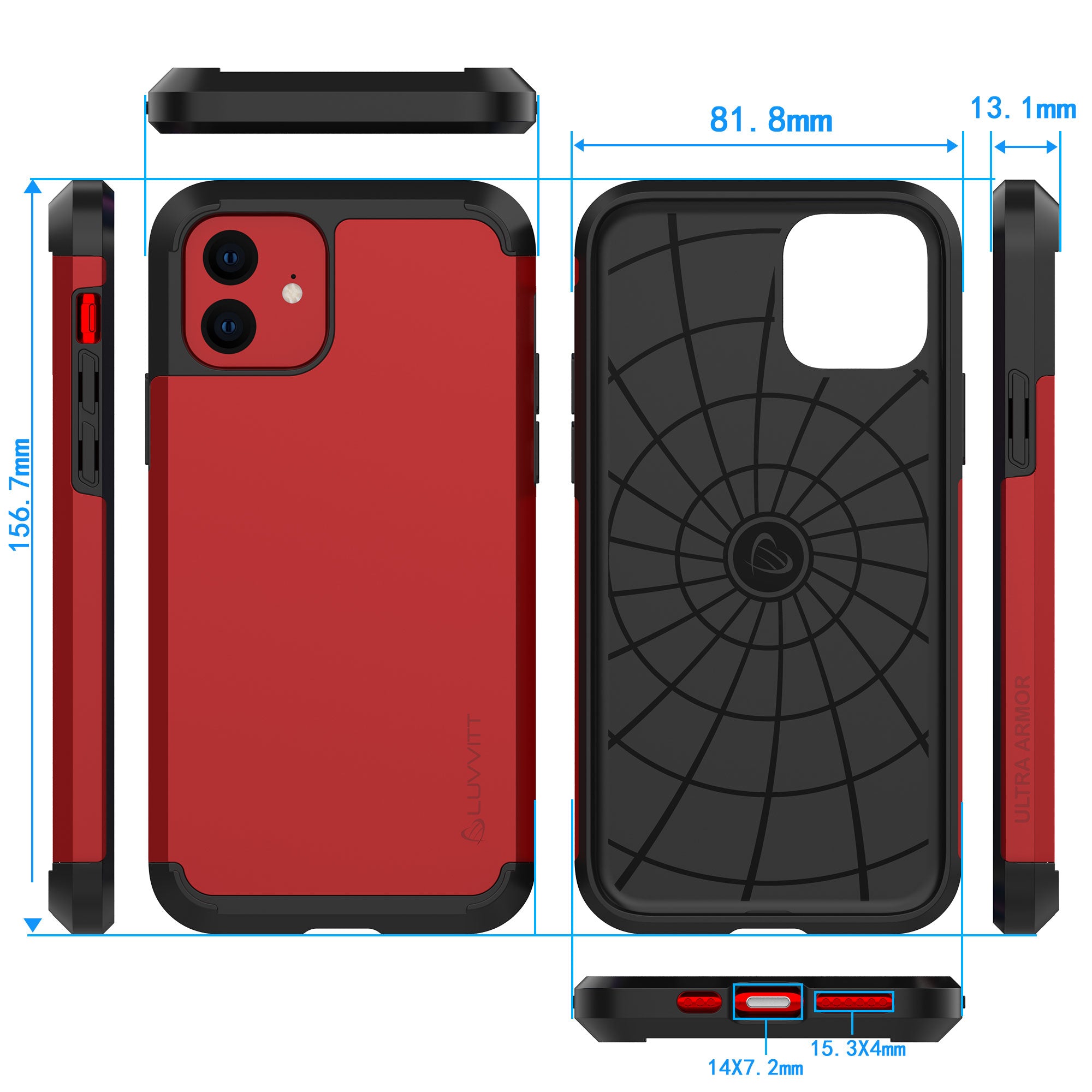 Luvvitt Ultra Armor Dual Layer Heavy Duty Case for iPhone 11 2019 - Red
