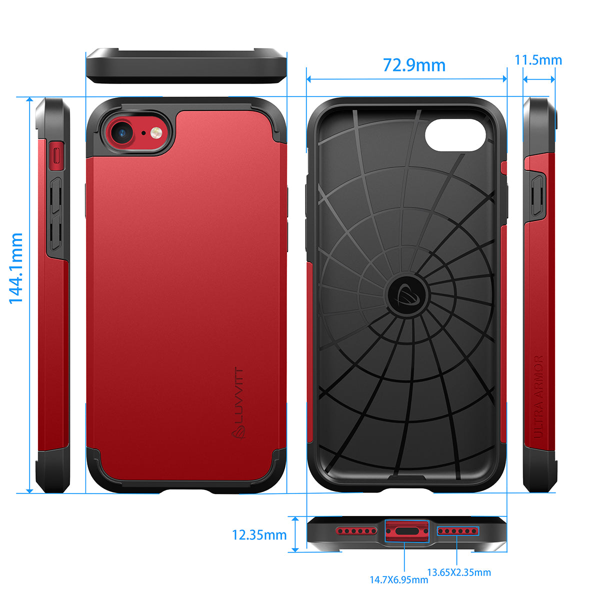 Luvvitt Ultra Armor Dual Layer Case for iPhone SE 2020 / iPhone 7 and 8 - Red