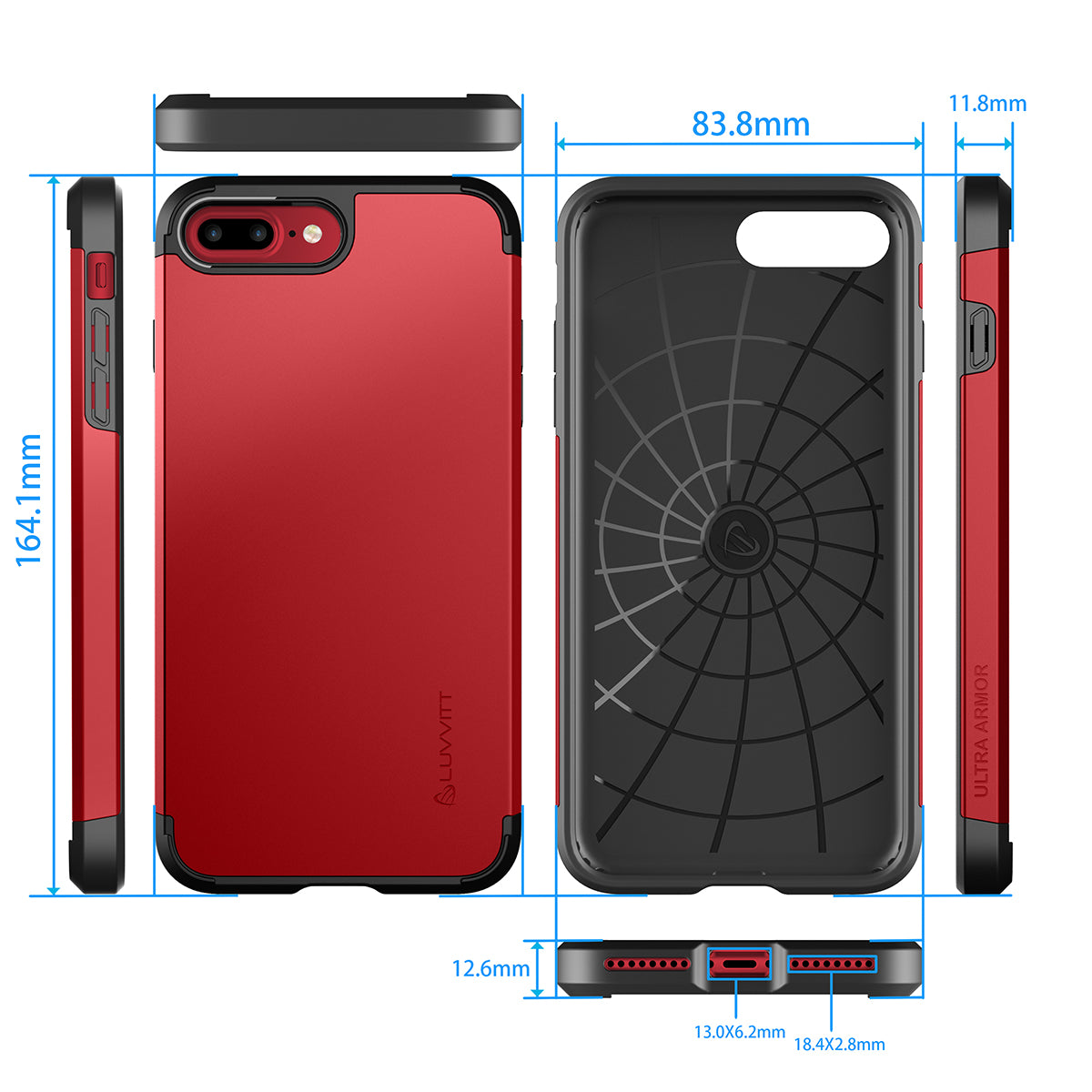 Luvvitt Ultra Armor Dual Layer Case for iPhone 7 Plus and 8 Plus - Red
