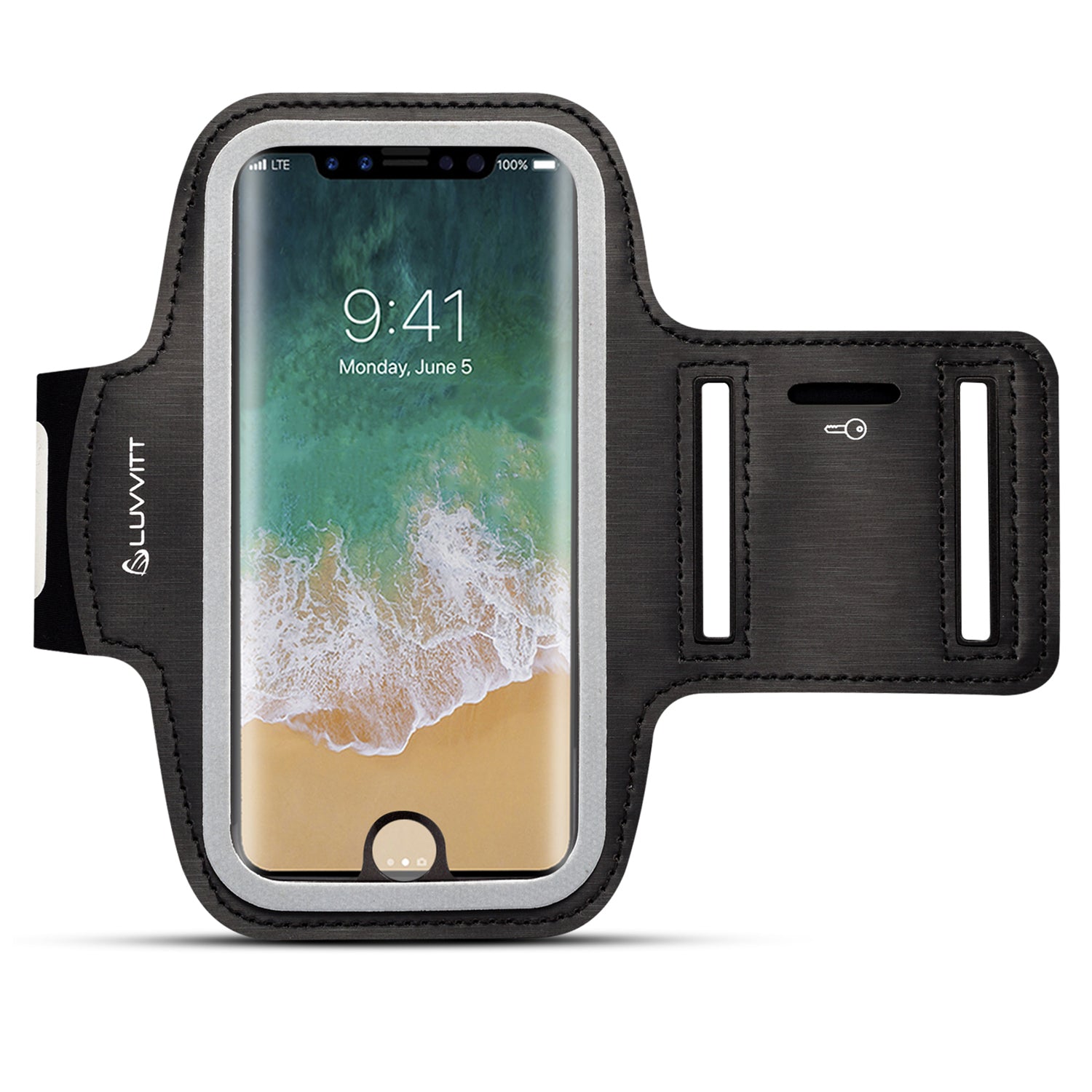 Luvvitt Armband for iPhone 8 Case Compatible Sports Band with Key Holder - Black