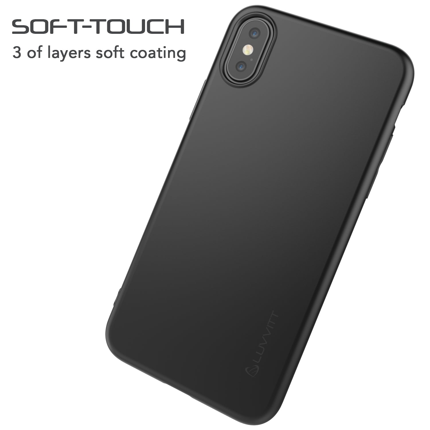 Luvvitt Ultra Slim Case for iPhone XS / X Flexible Soft Feel Cover - Matte Black