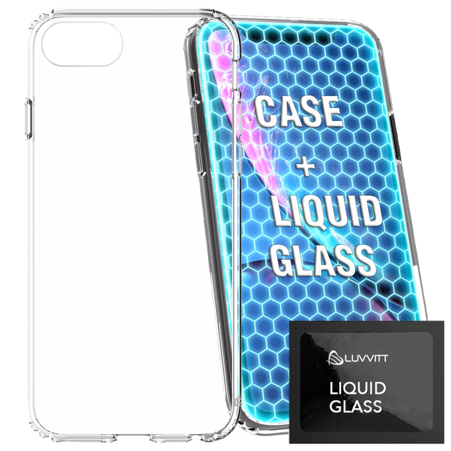 Clear Case and Liquid Glass Screen Protector for iPhone SE 2020