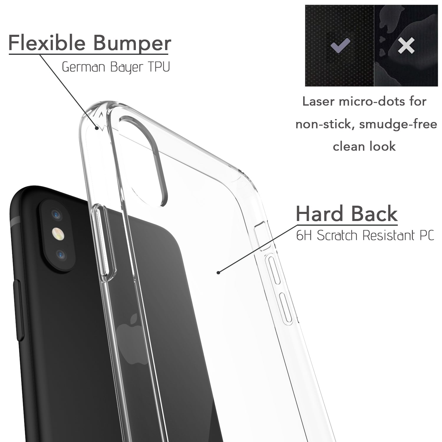 Luvvitt Clear View Hybrid Case for iPhone X / XS - Crystal Clear