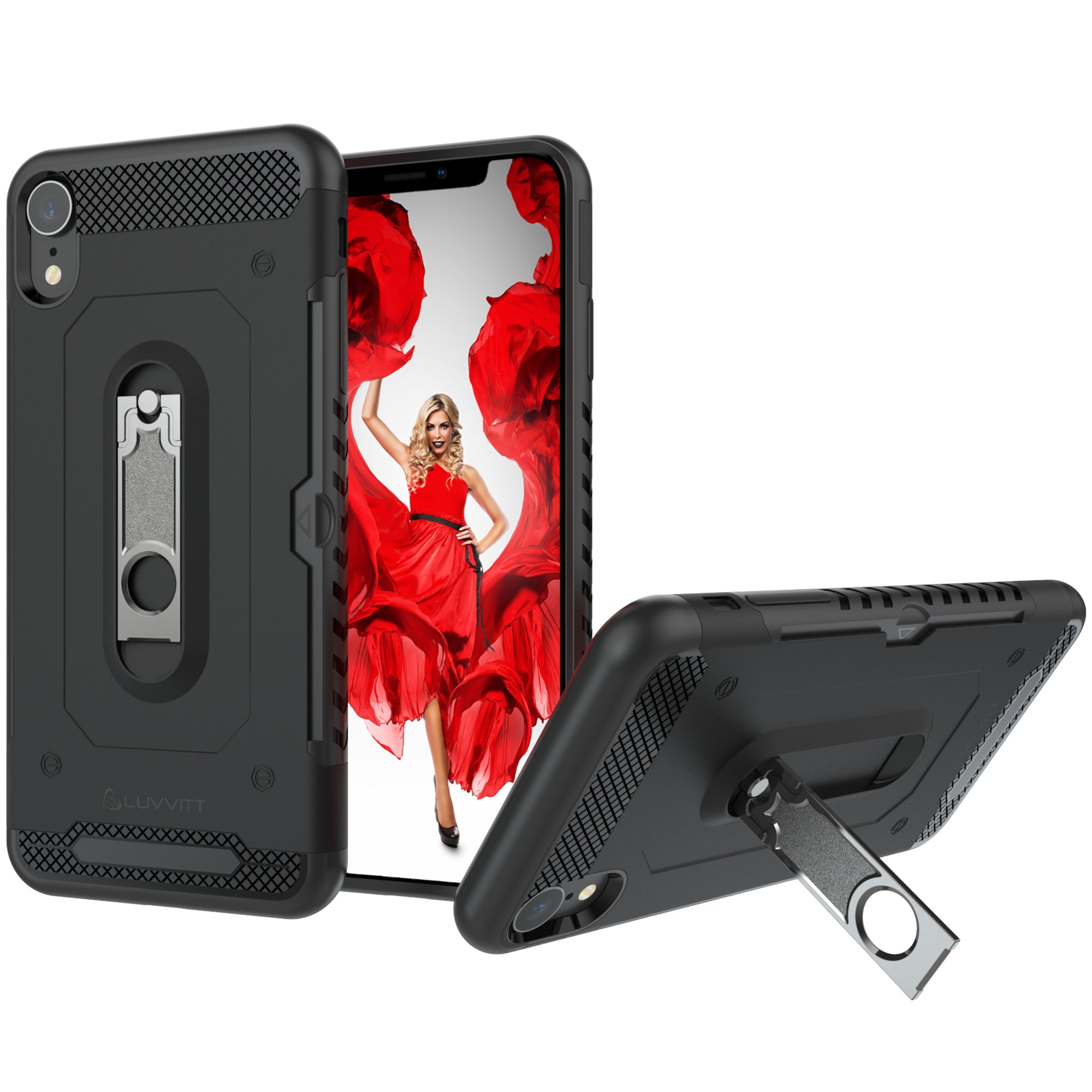 Luvvitt iPhone XR Case with Credit Card Holder and Kickstand for iPhone XR 2018 6.1