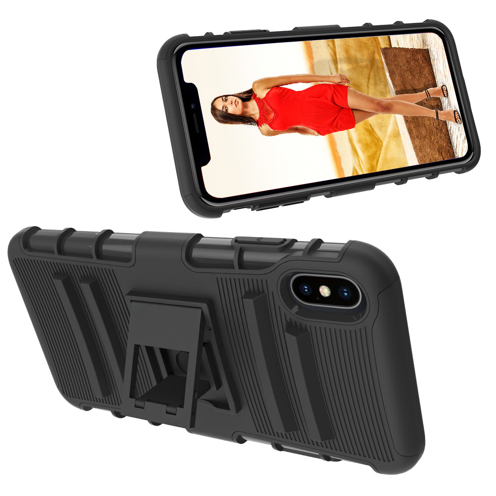 Luvvitt XTR Armor Case With Belt Clip Holster and Kickstand for iPhone XS Max 6.5 inch 2018