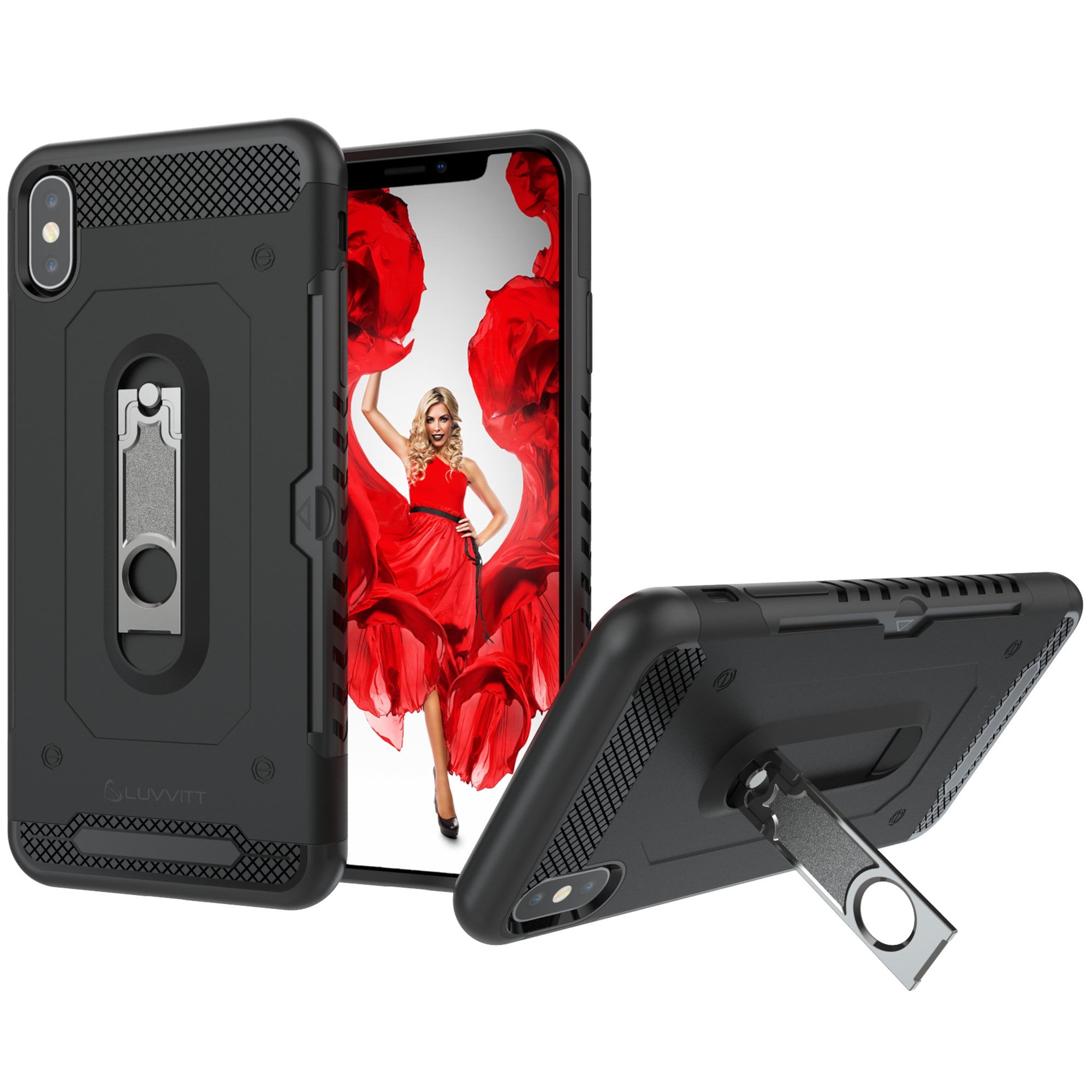 Luvvitt iPhone XS Max Case with Credit Card Holder and Kickstand 6.5 inch 2018