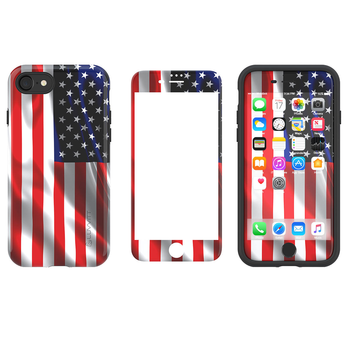 LUVVITT ARTOLOGY Case and Tempered Glass Set for iPhone 7/8 - American Flag