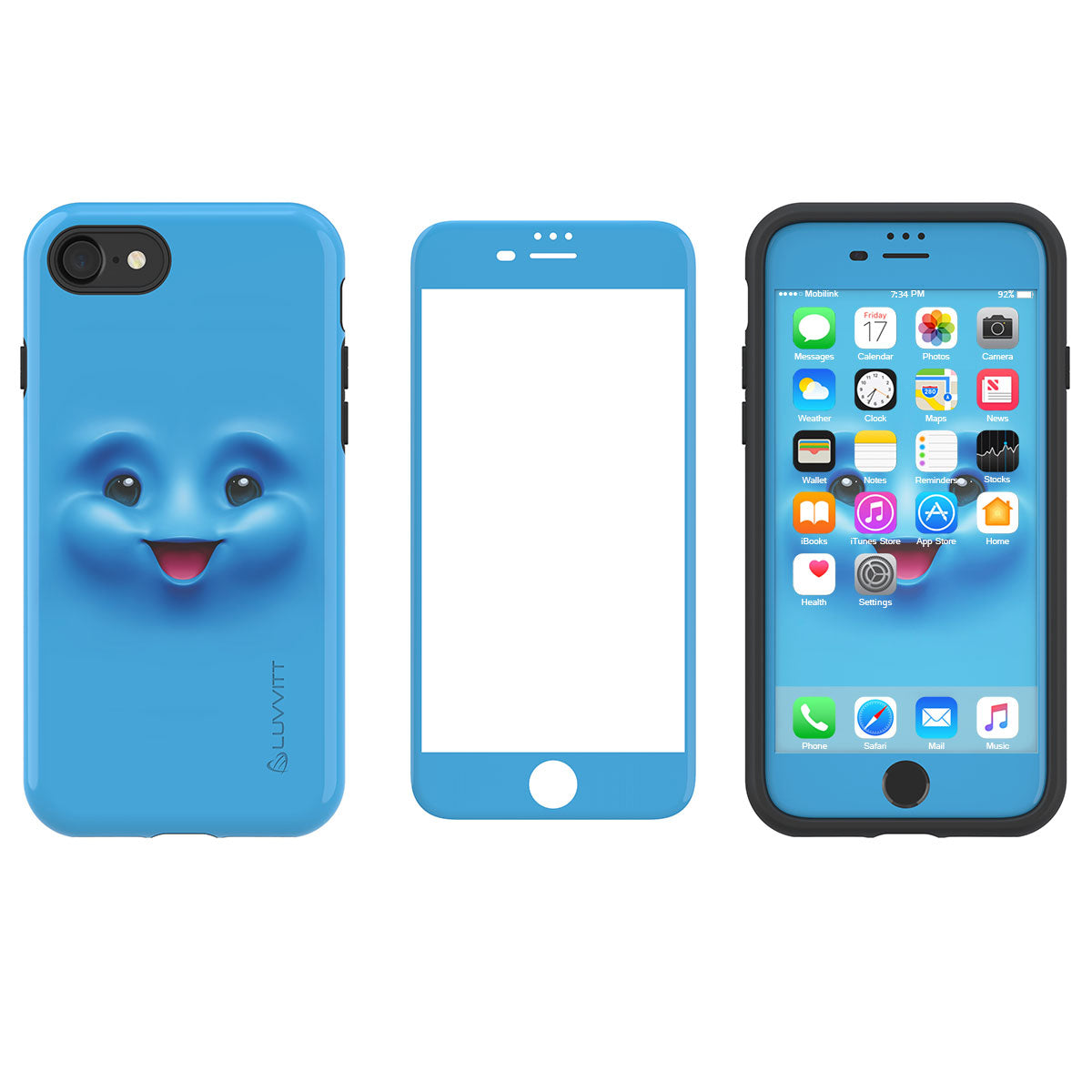 LUVVITT EMOJI Case and Tempered Glass Set for iPhone 7/8 Plus - Blue
